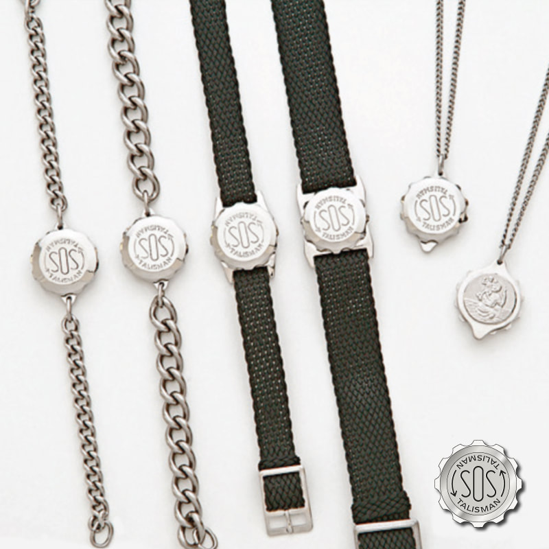 SOS Talisman, medical identification bracelets and pendants.